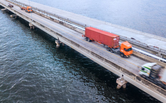 trucks on road